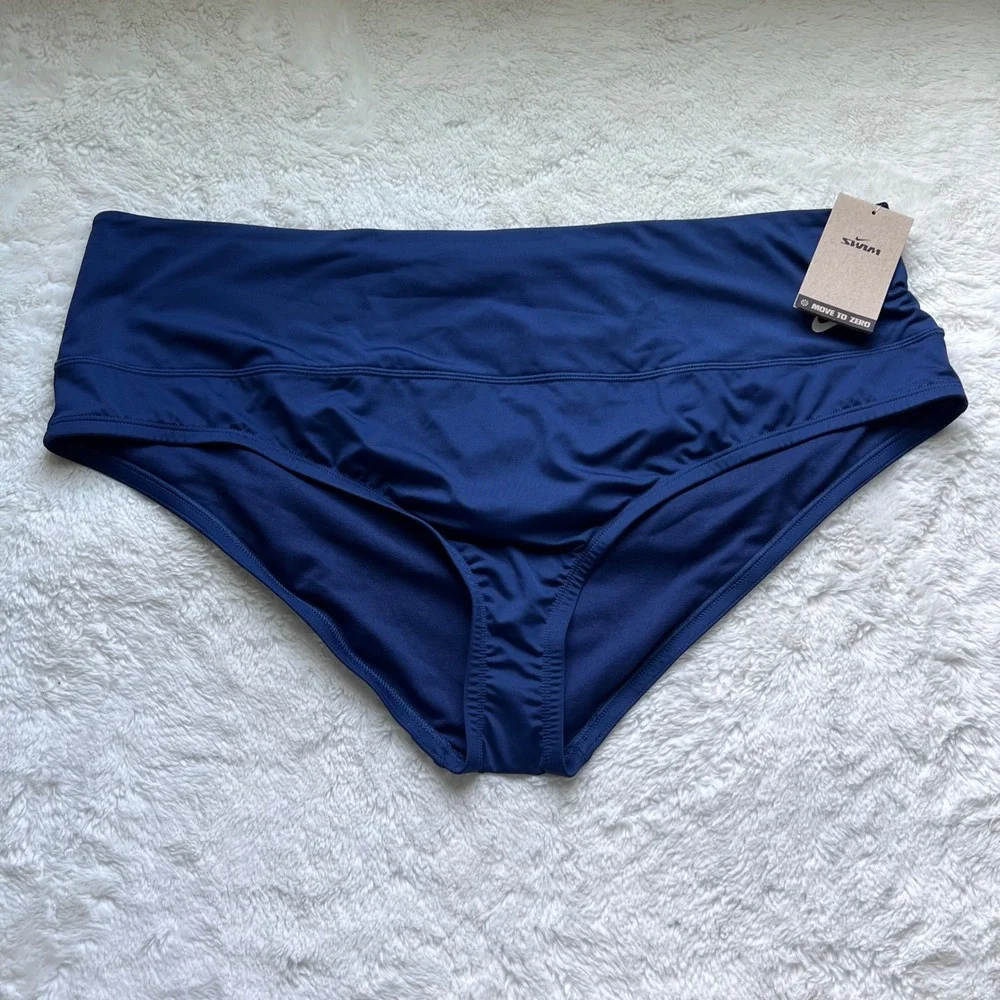 Nike Swim Womens Midnight Navy High Waist Bikini Bottom Size 3X NESSA276-440 New